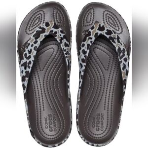CROCS Black and White Animal Print Sandals